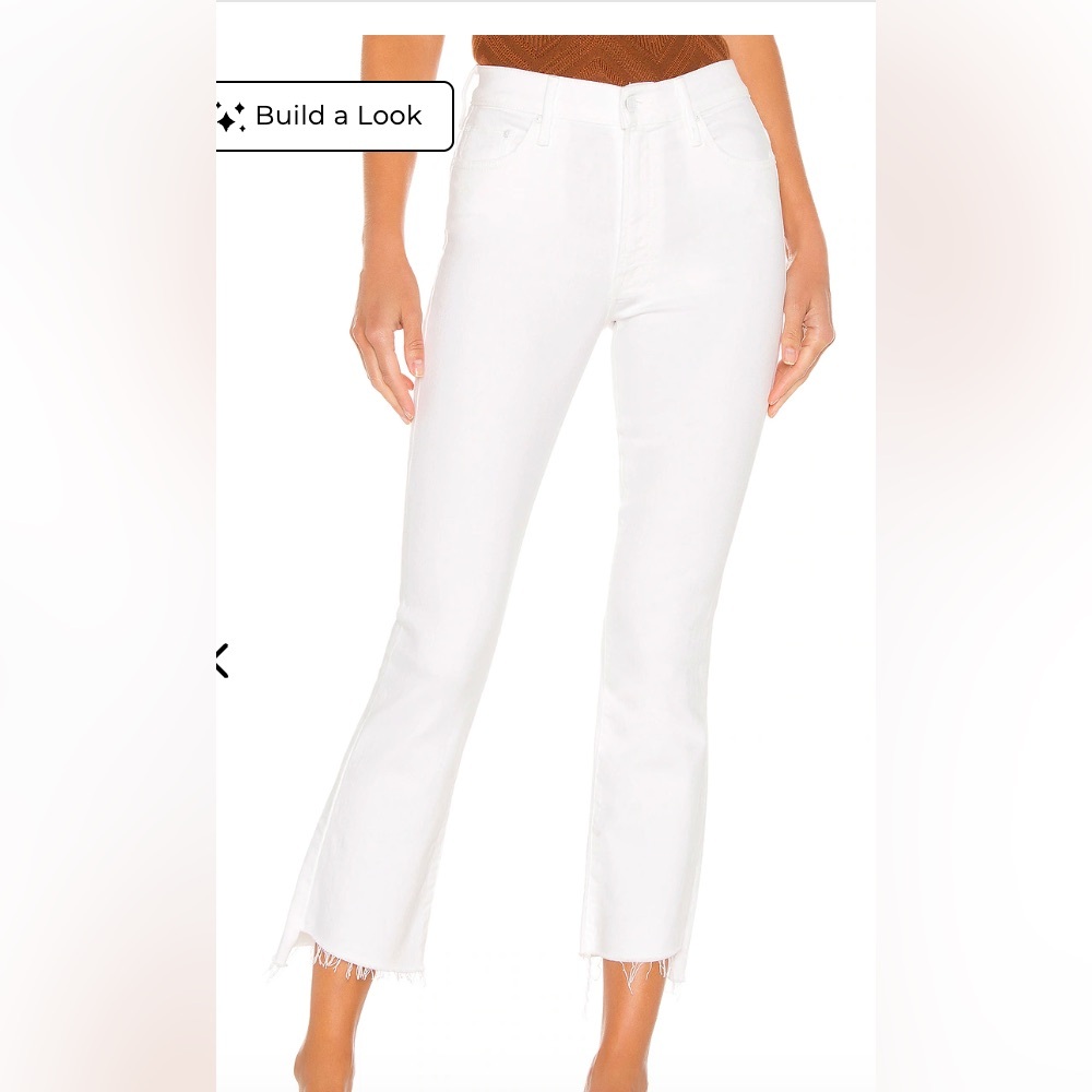 MOTHER Insider Crop Step Fray White High-Waist Jeans